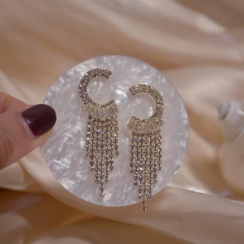 Luxury 14k Real Gold New Super Flash Bling Dazzling Full Diamond AAA Tassel Earrings Wedding Banquet Bride Noble Ladies Jewelry