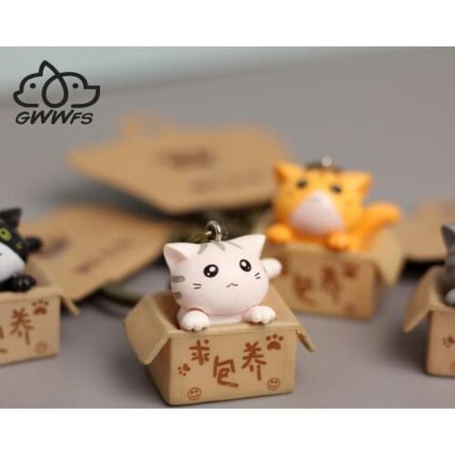 Lovely Cat And Box Cute Cat Couple Keychain Car Key Chain Ladies Bag Pendant Jewelry Animal Key Ring Dating/Anniversar/Gift