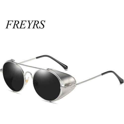 FREYRS Steampunk Sunglasses Women Men Vintage Punk Sunglass Retro Windproof Design Eyewear Metal Round Sun Glasses for Men 5378