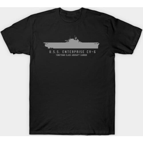 USS Enterprise CV 6 The Second World War Aircraft Carrier T-Shirt. Summer Cotton Short Sleeve O-Neck Mens T Shirt New S-3XL