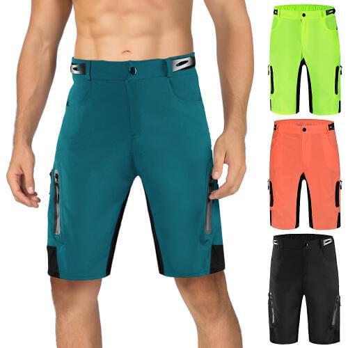 WOSAWE Men Padded Baggy Cycling Shorts Reflective MTB Mountain Bike Bicycle Riding Trousers Water Resistant Loose Fit Shorts