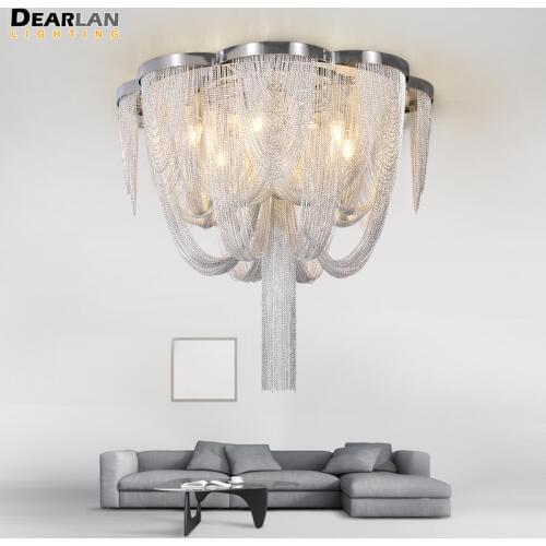 Vintage Aluminum Chain Light Chandelier Lustres Lamp Post Chain Illumination Hanging Lighting for Living room Foyer MD86203