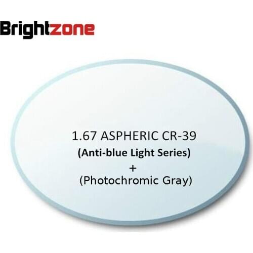 1.67 ASP Anti Blue Light Photochromic Gray AR CR-39 Resin Dioptr Eyeglasses Prescription Diopter Lenses Lentes Glasses Lenzen