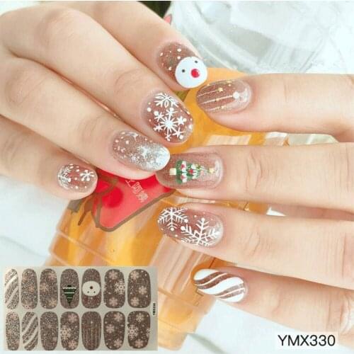 1Sheet Christmas Style Nail Art Stickers Full Cover Santa Claus Mixed Decals Adhesive Polish Wrap DIY Nail Decoration Tool