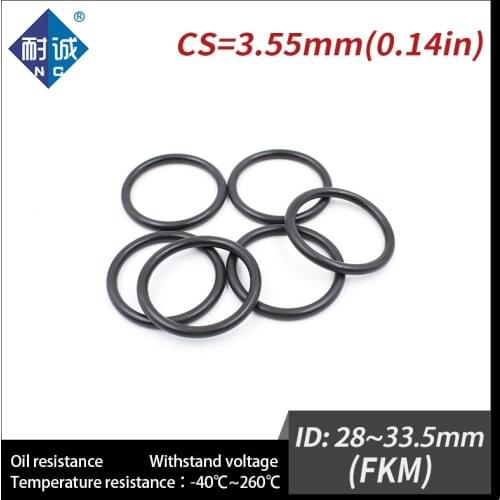 2PCS/lot Rubber Ring Black FKM O ring Seals Thickness 3.55mm ID28/28.7/30/30.7/31.5/32.5/33.5mm Rubber O-Rings Fuel Washer