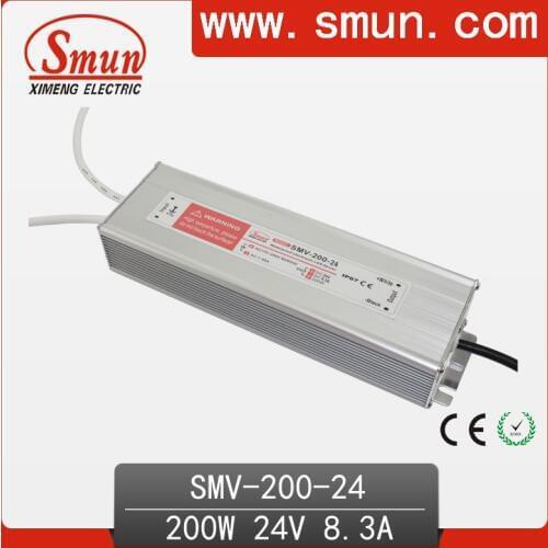 200W 24V 8A IP67 Switching Power Supply Waterproof LED Driver Hot Sale with CE ROHS SMV-200-24