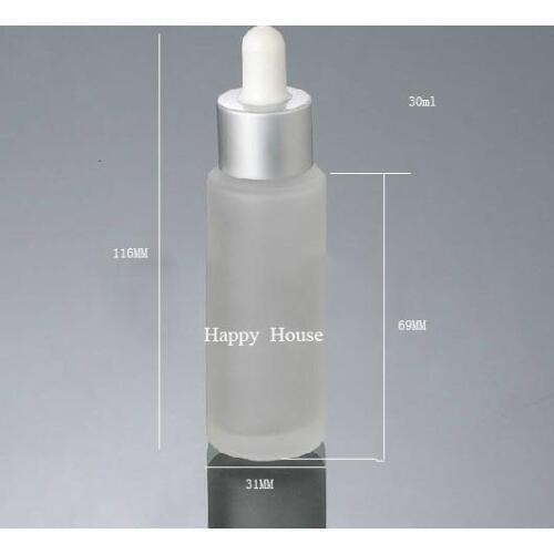 20 x 30ml Refillable Flat Frost Glass Dropper Bottle With Silver Black Drop Pipette Dropper Vial 1oz Glass Sample Container