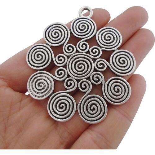 2 x Large Swirl Spiral Vortex Charms Pendants for Necklace Jewelry Making Findings 62x56mm