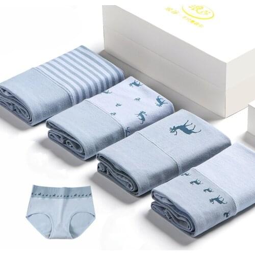 4Pcs/Set High Waist Women Panties Cotton Slimming Underwear Cute Print Seamless Briefs Breathable Female Lingerie Plus Size 5XL