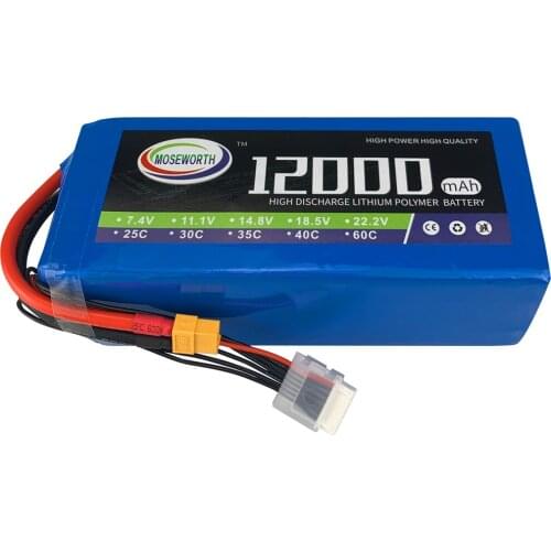 6S RC LiPo Battery 22.2V 12000mAh 30C 40C For NEW Helicopter Airplane Drone Multirotor Hexacopter Pesticide Spraying Aircraft