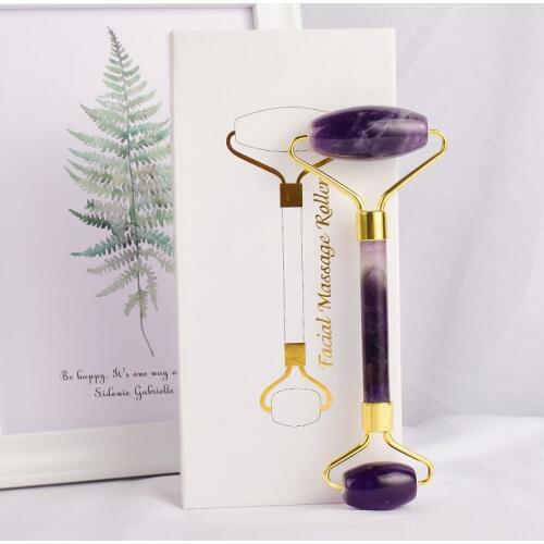 Noise Free Facial Roller natural amethyst Practical Face Anti Wrinkle Body Head Portable Massage Facial Beauty Health Care Tools