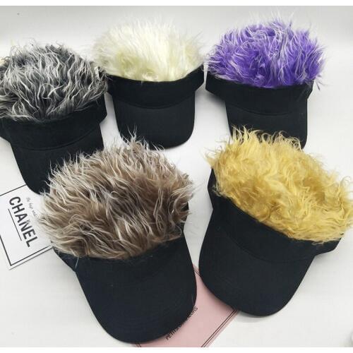 Hot New Fashion Novelty Baseball Cap Fake Hair Sun Visor Hats Mens Womens Toupee Wig Funny Hair Loss Cool Gifts