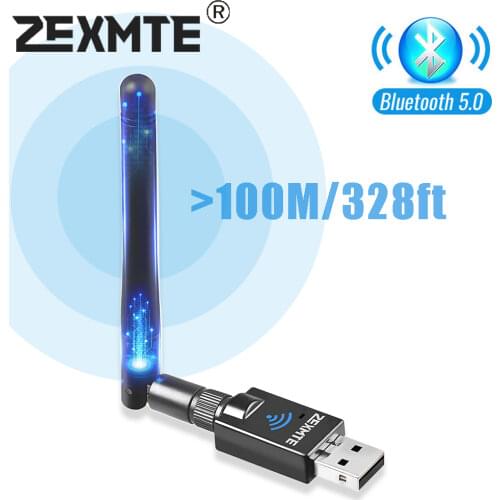 100M USB Bluetooth 5.0 Adapter Transmitter 328ft Wireless Bluetooth Audio Receiver USB Dongle For PC Computer Windows 7/8/10