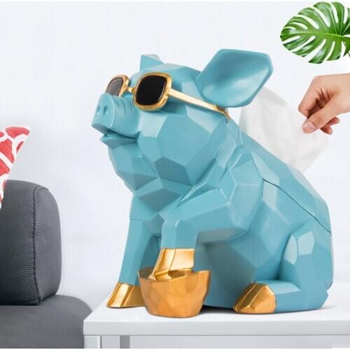 Paper towel box creative personality pig Nordic Geometric ornaments coffee table set pieces carton bedroom cute girl paper box