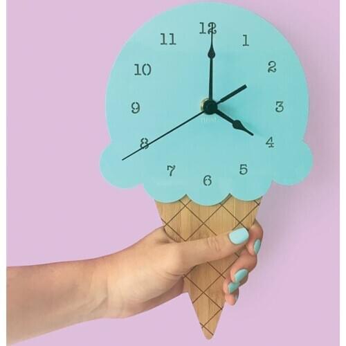 Home Ice Cream Clock Cartoon Silent Clock Wall Decoration Childrens Room Clock Cartoon Style Clock Children 8 Colors