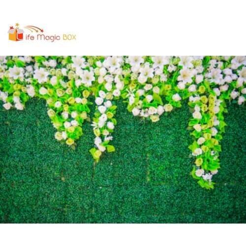 LIFE MAGIC BOX Photography Backdrops Card for Newborn Photo Green Wall Flowers Backgrounds