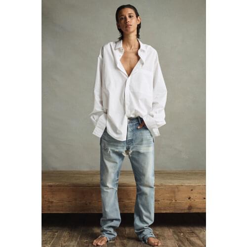 Grace Of God 7th Spring Summer Mens Casual High Street Hip-Hop Simple Comfortable Pure White Shirt