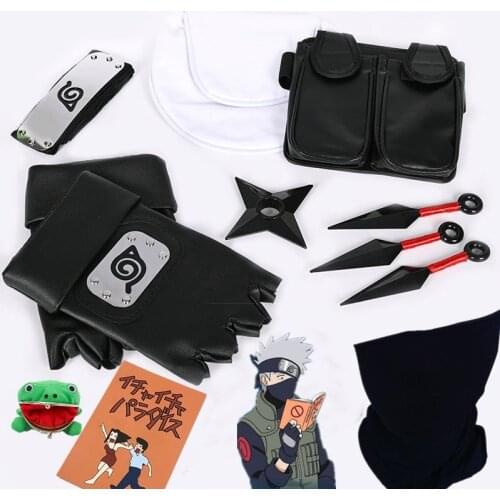 Hokage Ninja Kakashi Cosplay Gloves Mask Headband Minato Kunai Shuriken Halloween Costume Anime Accessories Frog Purse Props Toy