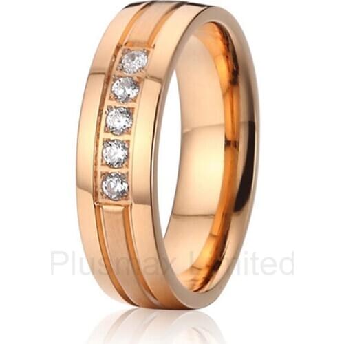 China factory fashion titanium jewelry for girl rose gold color engagement wedding band rings