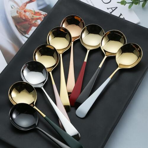 304 Stainless Steel Spoon Korean Small Rice Soup Spoon Household Gold Spoons