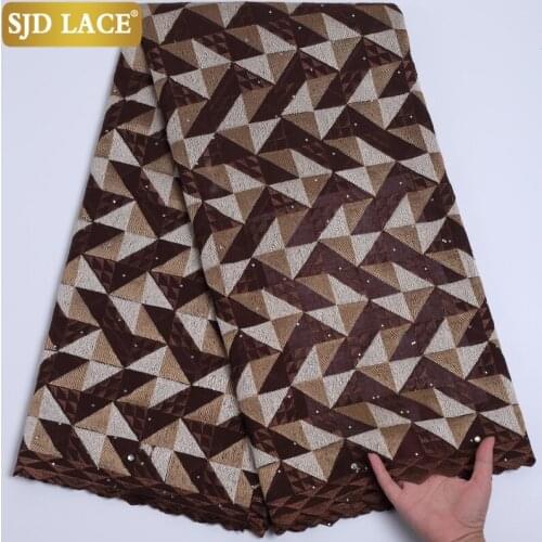 SJD LACE African Lace Fabric Embroidery Swiss Voile Lace In Switzerland 5Yards Nigerian Dry Lace Fabric For Man Materials A2211