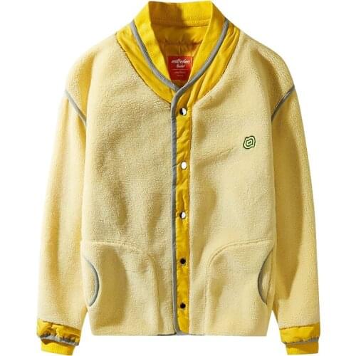 Hip Hop Autumn Winter New Lamb Plush Jacket Mens Thickened Long Sleeve Couple Loose Jacket