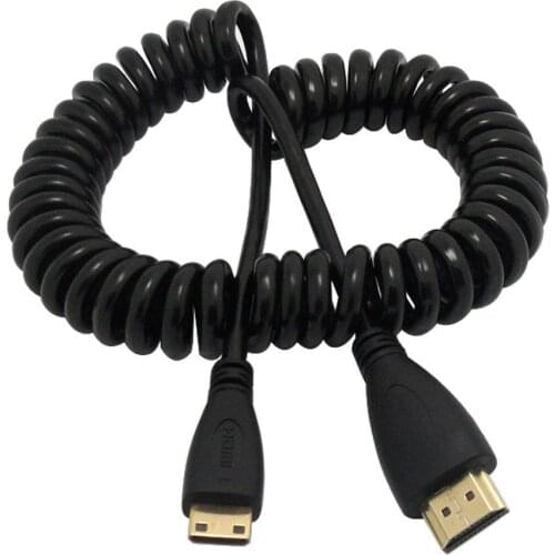 Mini HDMI-compatible Male to HDMI-compatible Male Cable Lead Cord Wire 1080p Spring coiled Cable
