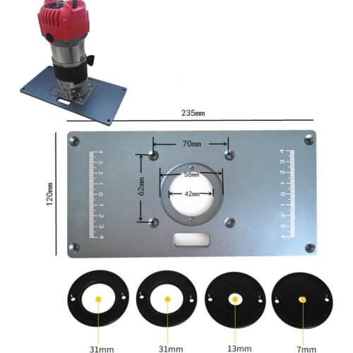 Multifunctional universal Aluminum Router Table Insert Plate w/ 4 Rings For Woodworking Benches Trimmer Models Engraving Machine