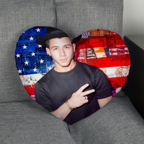 Custom Nick Jonas Heart Pillow Cover Zipper Pillowcase Cover dakimakura Wedding Home Office Decorative DIY Gift