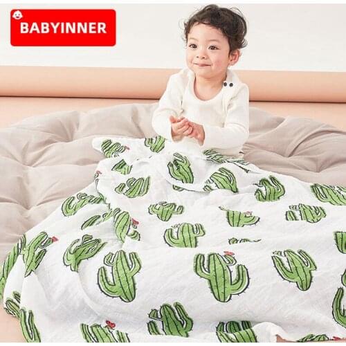 Babyinner 120*120cm Baby Wrap Blanket 100% Cotton Newborn Bath Gauze Comfortable Skin-friendly Baby Swaddling Blanket 0-6Y