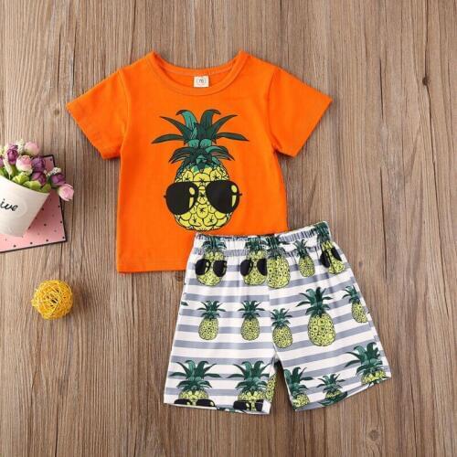 Newborn Kid Baby Boy Clothes Pineapple Printed Tops T-Shirt Shorts Pants Outfits