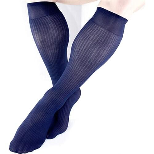 PEAJOA Brand Softy Sheer Nylon Silk Socks For Mens Striped Gay Male Sexy Formal Socks For Leather Shoes Hose Dress Suits Socks