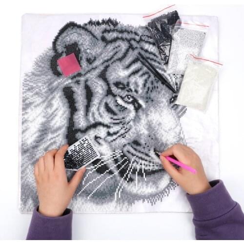 DIY Pillow Case Diamond Paintings Tiger Cushion Cover Replacement Decor Mosaic Cross Stitch Kit Embroide Cushions Decor