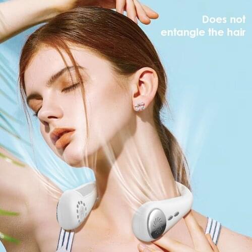 Portable Bladeless Neck Hanging Fan Rechargeable Night Light Cooling Fans USB Rechargeable Mute Sports Fans for Home Outdoor