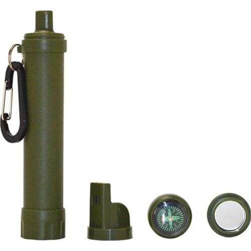 Portable Personal Water Filter with Compass and Emergency Whistle