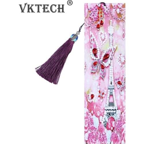 Handmade Resin DIY Special Shaped Diamond Painting Decorative Book Marks Reader Gift Creative Tassel Leather Bookmark