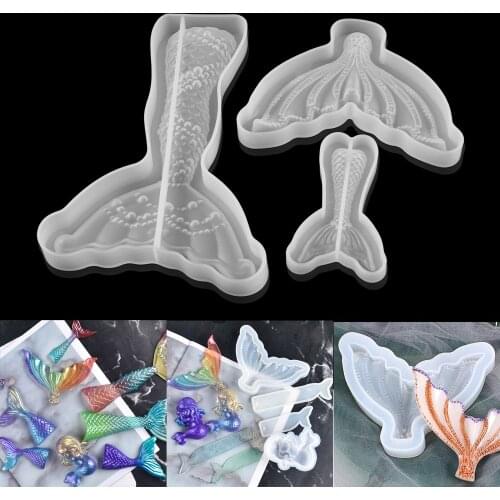 1PCS Mermaid Fish Tail Shape Silicone Mold UV Epoxy Resin Tail Mould For DIY Casting Crafts Cup Mat Decorations Making Tools
