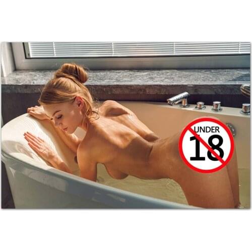 Modern Wall Art Unframed Canvas Painting Sexy Woman in the Bathtub Posters and Prints For Room Decor