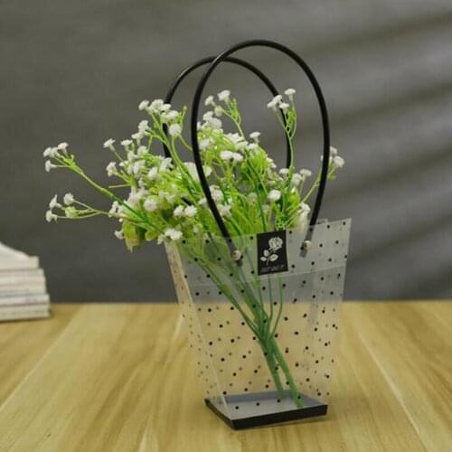 Waterproof Gift Bags With Dots Portable Transparent T-Shaped Clear Flowers Box Maid Of Honor Gifts Florist Flower Packaging Bag