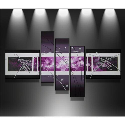 High quality 100%Hand-painted 5 pcs/set Modern Abstract Painting Picture on Canvas Line Wall Art For Home Decoration