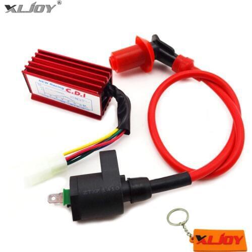 XLJOY Red 5 pin Racing CDI + GY6 Racing Ignition Coil For Honda Dio Elite SB50 SA50 Spree SYM DD50 Arnada