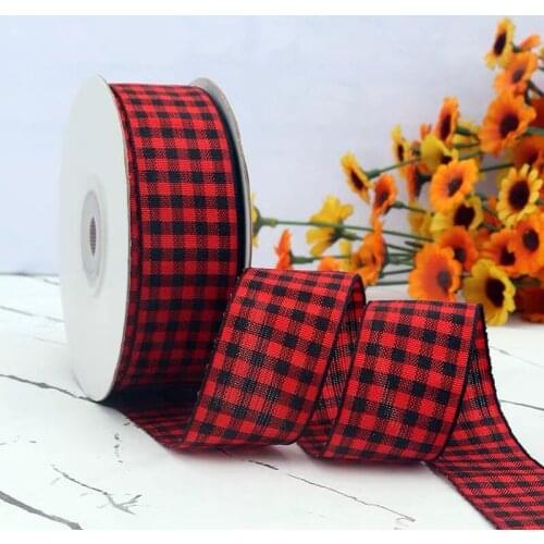 15colors 2.5cm 5Y Gingham Scottish Ribbon For Handmade Craft Christmas Gift Floral Packing Easter Hairbow Marriage Deco