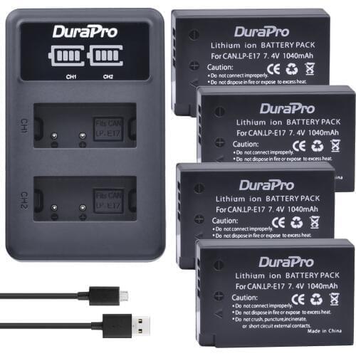 4pc for Canon LP-E17 LPE17 LP E17 Rechargeable Battery+ LED Dual Charger for Canon EOS Rebel T6i 750D T6s 760D M3 800D 8000D X8i