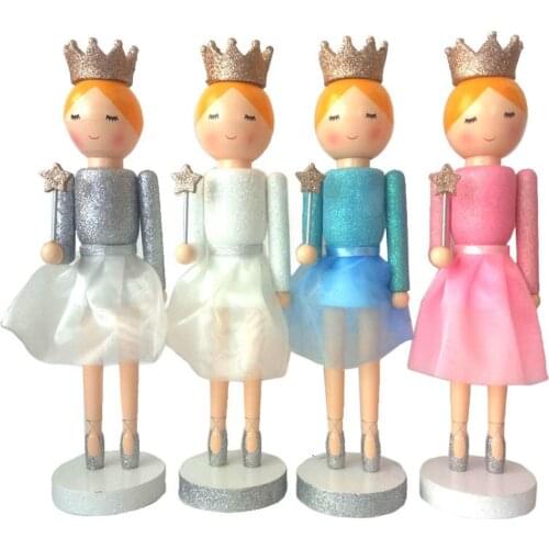 4pcs Wooden Nutcracker Soldier Ballet Girl Tabletop Ornaments 2021 New Year Girl Gift Doll Merry Christmas Decoration Beautiful