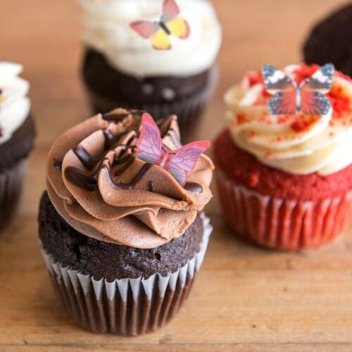 40pcs Cake Toppers Glutinous Wafer Cake Decorations Cupcake Toppers Cake Picks for Birthday Wedding