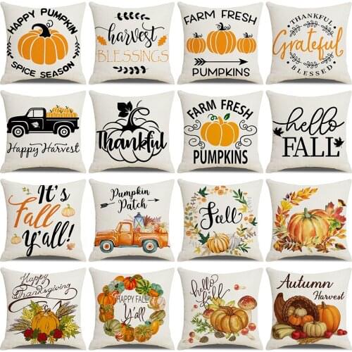 45x45cm Pillow Case Home Decoration Pillow Linen Printed Pumpkin Harvest Pillowcase Home Pillow Covers