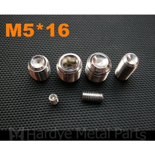 500pcs/lot M5*16 DIN916 stainless steel hex socket set screw with cup point grub screw