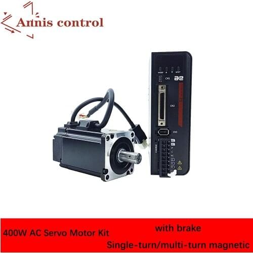 AC servo motor kit 220V 400W 1.27NM single-turn/multi-turn magnetic CNC milling machine servo kit with brake