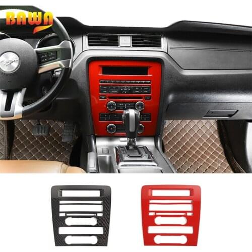 BAWA Carbon Fiber Car Central Control CD Panel Decoration Cover Trim Stickers for Ford Mustang 2009-2013 Interior Accessories