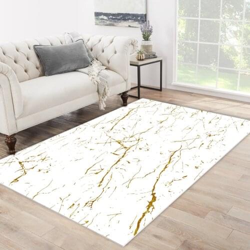 White color gold color shape patterned carpet modern carpet living room bedroom rug free shipping soft textured carpet